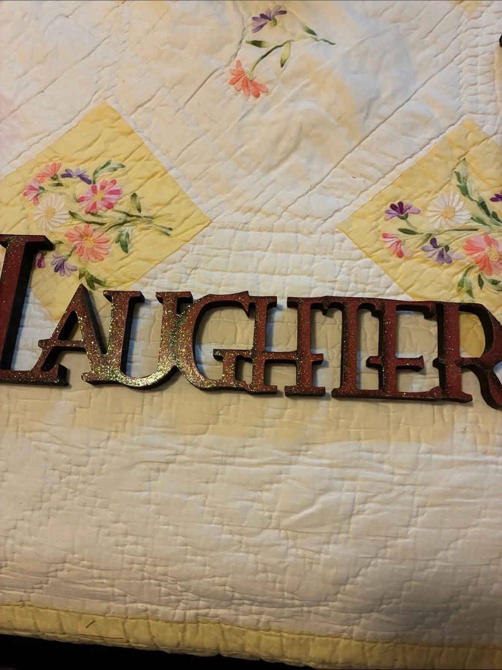 Love & Laughter Red Glitter Wall Decor